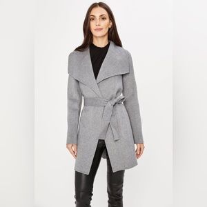 Tahari Grey Double Face Wool Wrap Coat